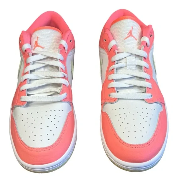Nike Air Jordan 1 Low SE sneakers. Lava Glow, Barely Volt, & White. Mens Size 11